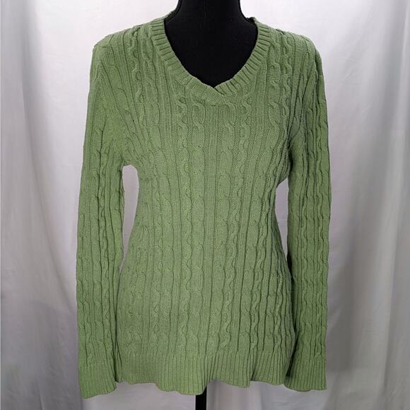 Croft & Barrow Green V-Neck Pullover Sweater XL Long Sleeve Women's Knit - Picture 6 of 10